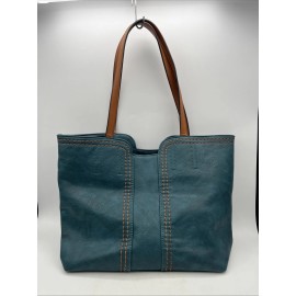 Montana West Teal Blue Faux Leather Tote Bag Western Whipstitch Shoulder Bag