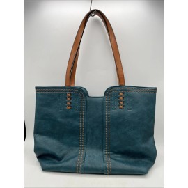 Montana West Teal Blue Faux Leather Tote Bag Western Whipstitch Shoulder Bag